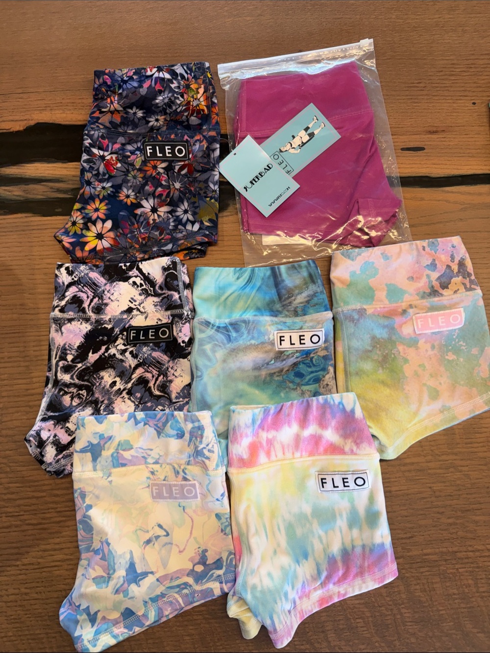 Fleo Women’s Athletic Shorts - Multicolor Floral, Tie-Dye, Pastel & Magenta
